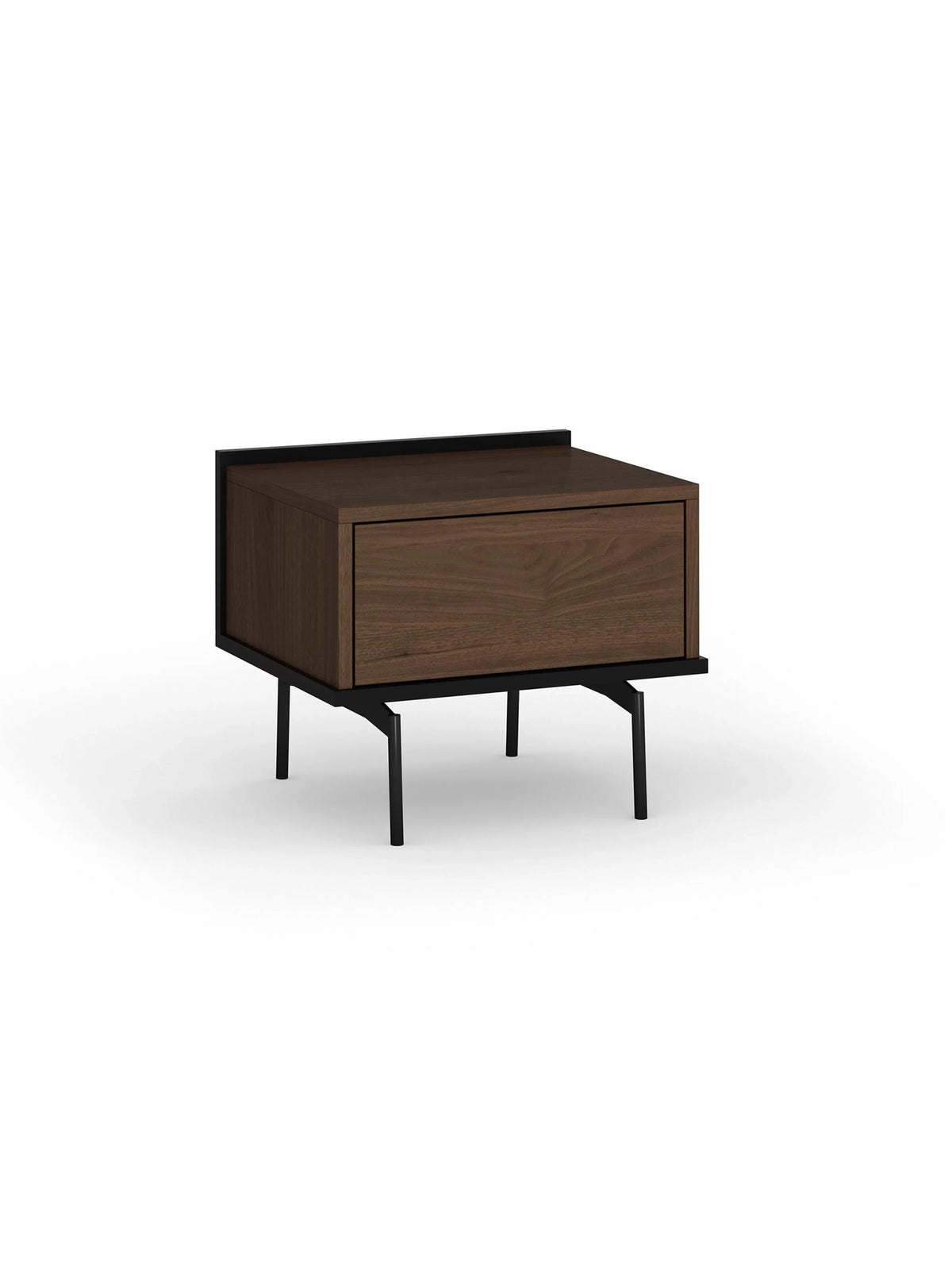 Szafka nocna Zenar z szufladą 50 cm w kolorze orzech elegant i czarnych metalowych nóżkach