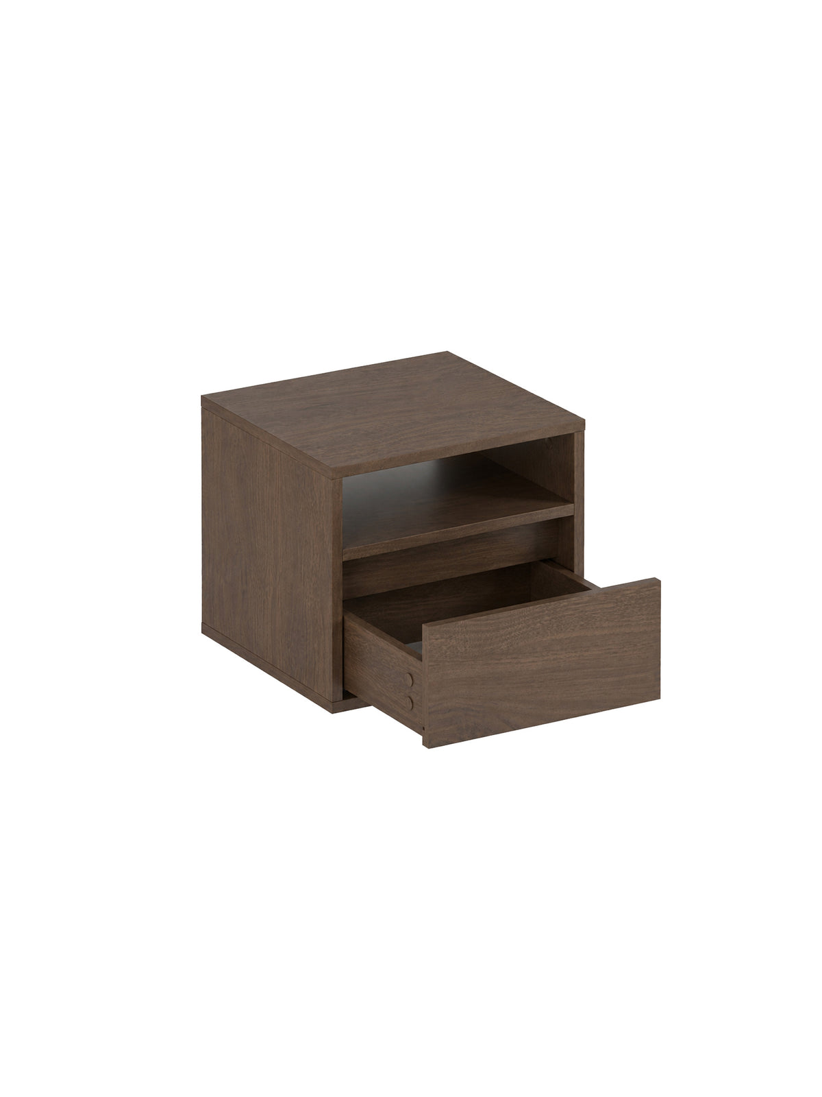 Szafka nocna Zolia 40 cm wisząca orzech elegant z otwartą szufladą