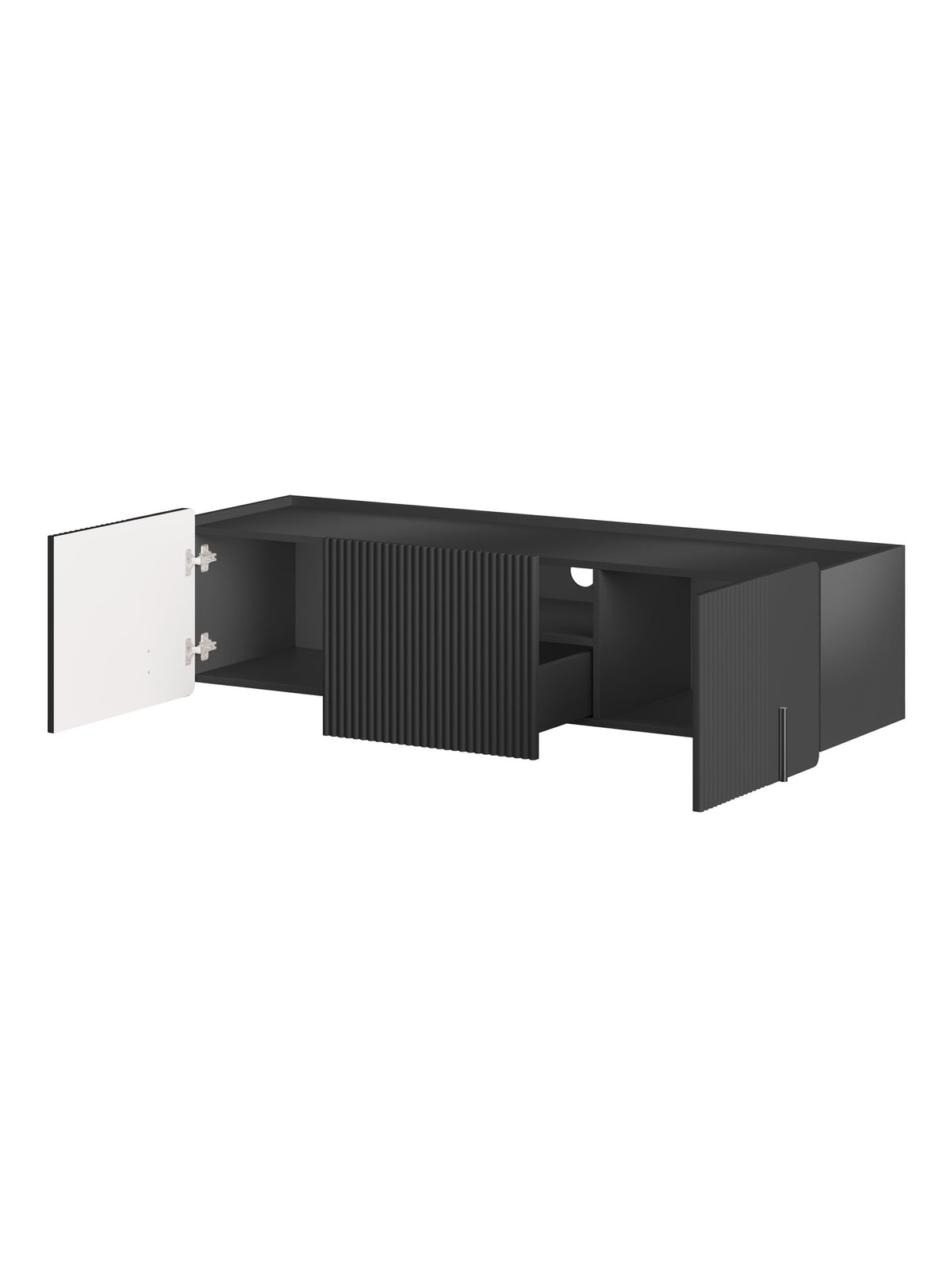 Szafka RTV Malmi 150 cm wisząca - czarny mat / czarny