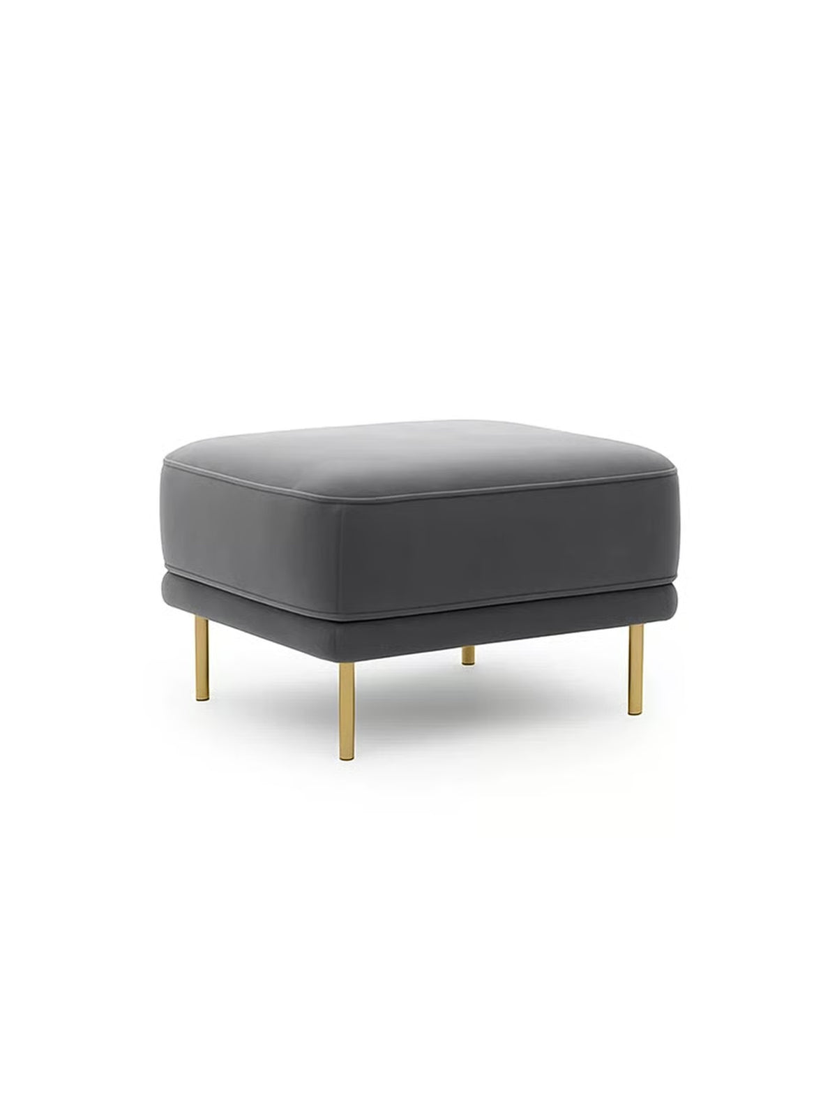 Tapicerowana pufa Livani na metalowych nogach - szary welur Velluto 18 Anthracite / nogi złote