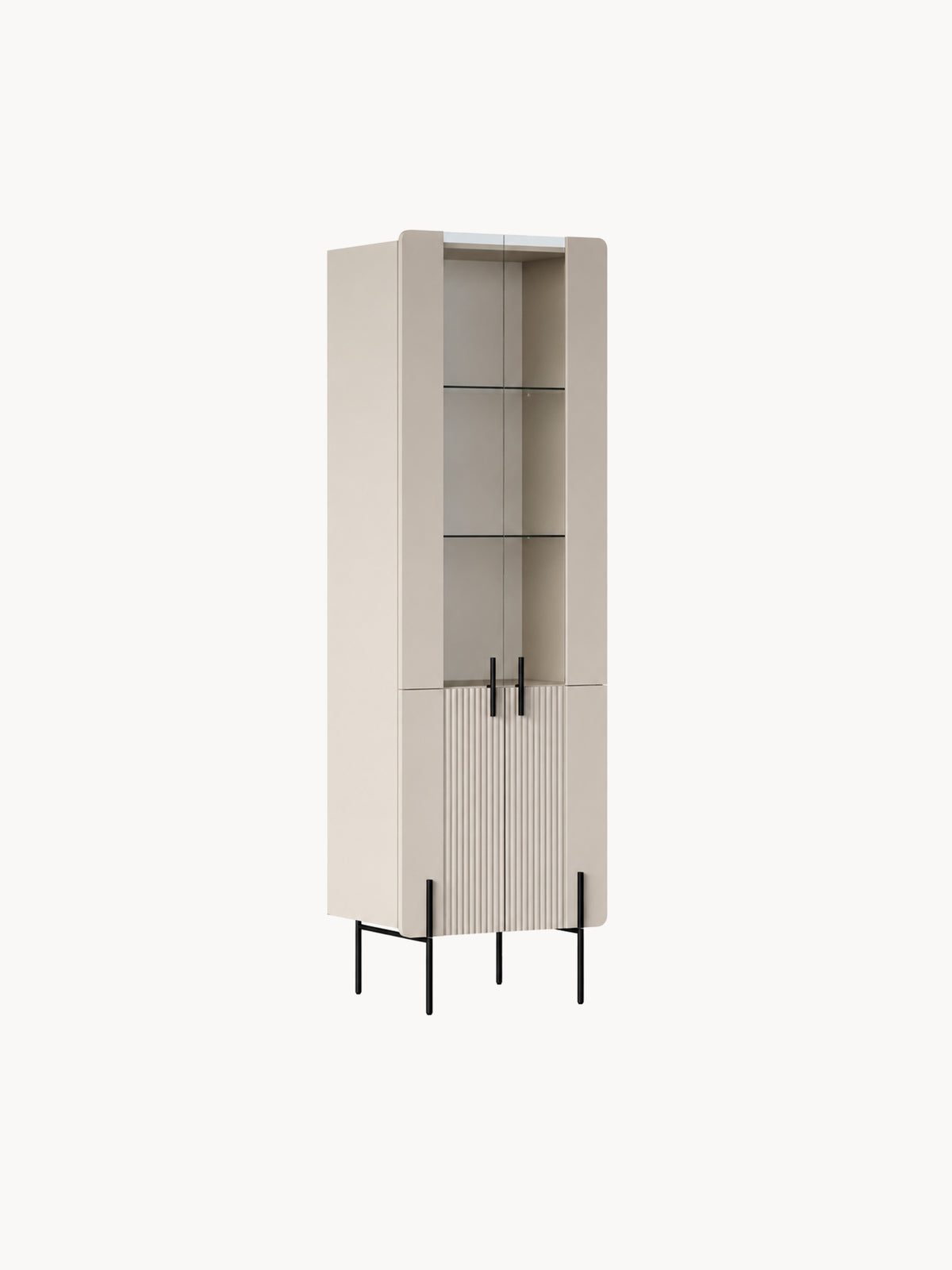 Witryna Malmi 60 cm czterodrzwiowa - kaszmir / czarne nóżki