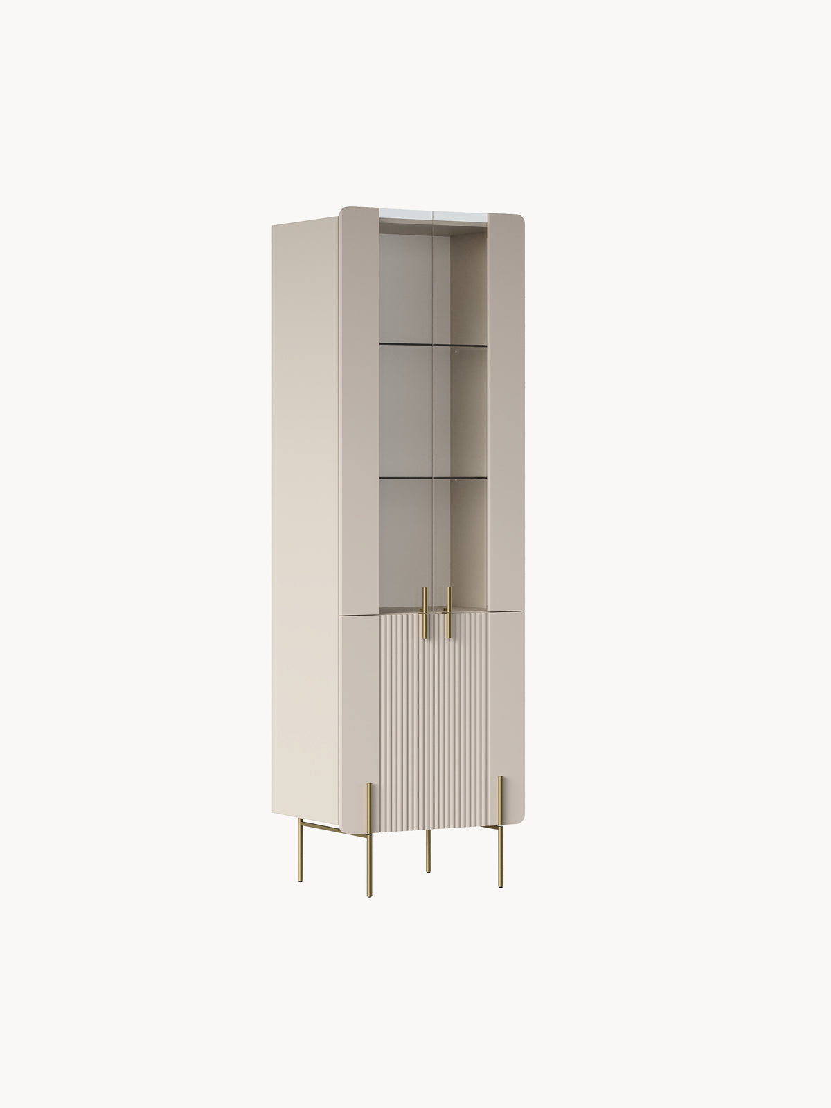 Witryna Malmi 60 cm czterodrzwiowa - kaszmir / złote nóżki
