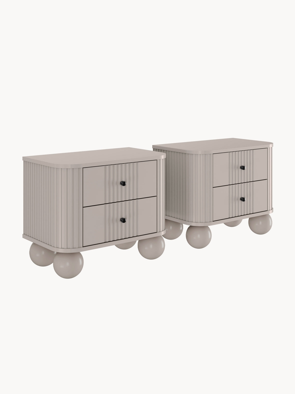Zestaw szafek nocnych Vesper 56 cm - kaszmir / czarne uchwyty / nogi kule